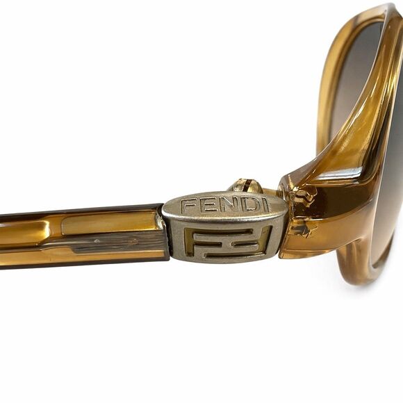 Fendi FS232 Camel Oval Sunglasses Y2K Italy Designer Amber Brown 52-18 135